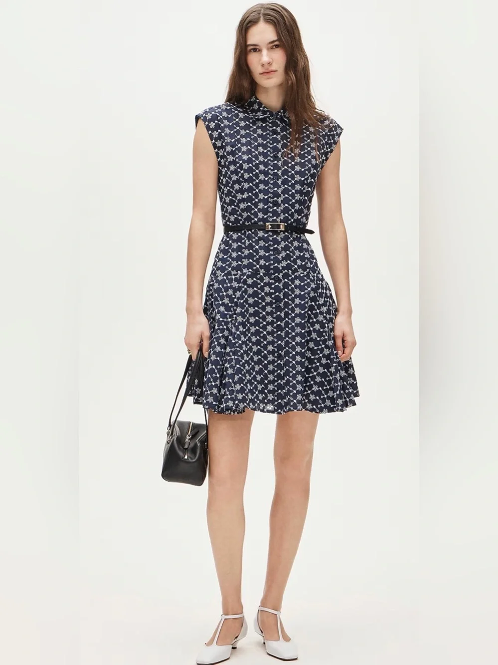 J. Crew Navy Mini Eyelet Shirt Dress